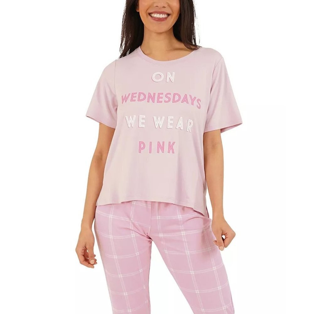 Munki Munki Womens Large Mean Girls On Wednesdays We Wear Pink Pajama‎ Top 1153
